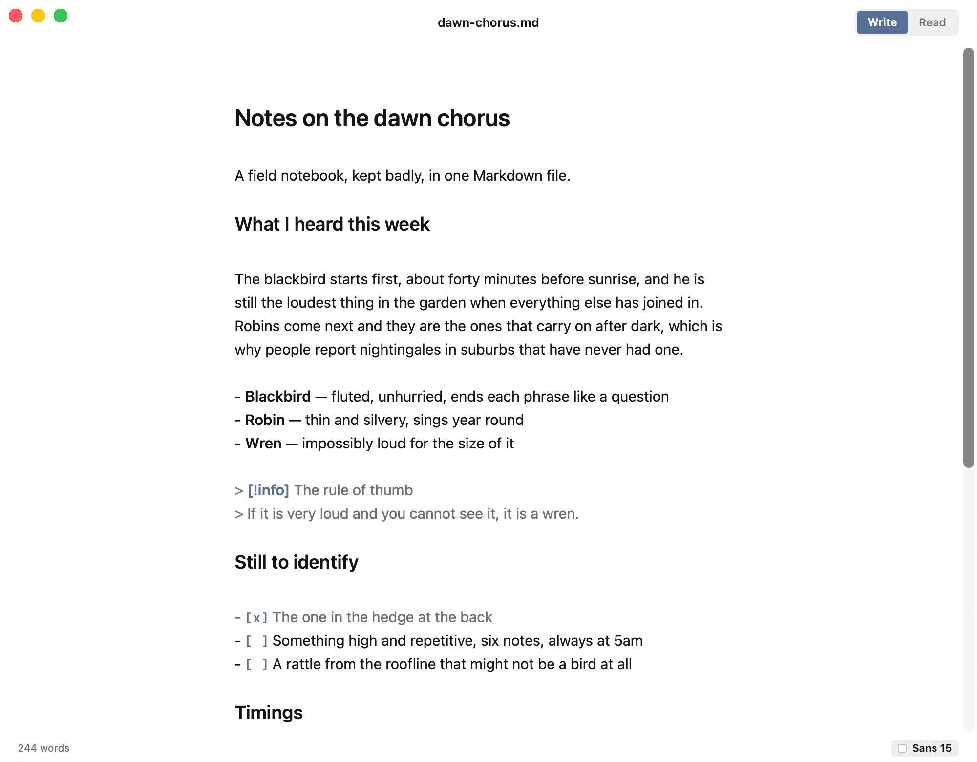 Lede on the White theme, a true white page with blue accents
