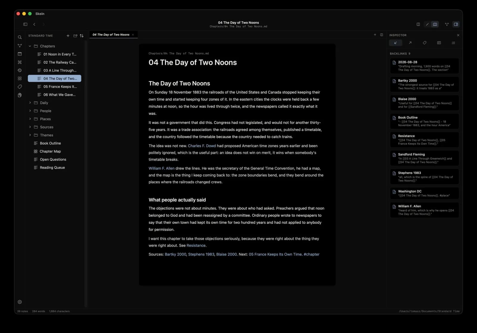 The same note in True Black: a black page with pale text